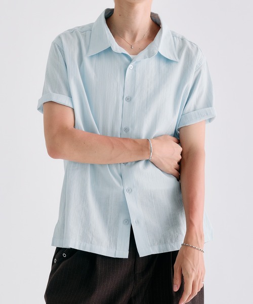 Adoon plain（アドーンプレーン）の「Sheer Random Stripe Shirt / シアーランダムストライプシャツ（シャツ/ブラウス・メンズ・オフホワイト/ブラック/ミント/ライトブルー・LARGE/MEDIUM）」の18枚目の写真