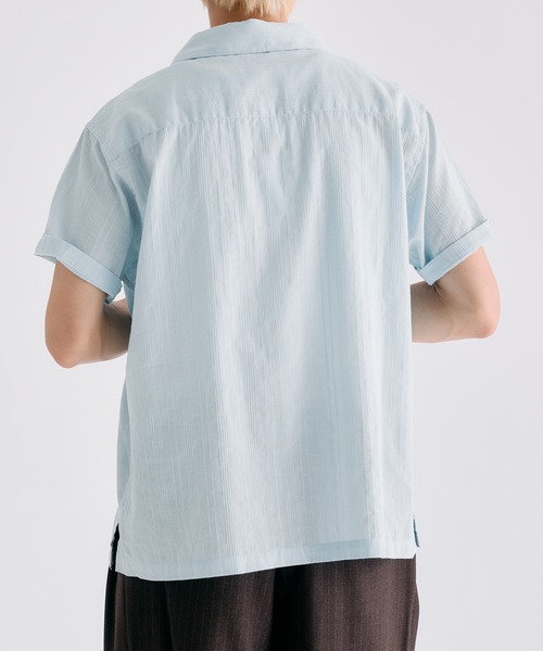 Adoon plain（アドーンプレーン）の「Sheer Random Stripe Shirt / シアーランダムストライプシャツ（シャツ/ブラウス・メンズ・オフホワイト/ブラック/ミント/ライトブルー・LARGE/MEDIUM）」の15枚目の写真