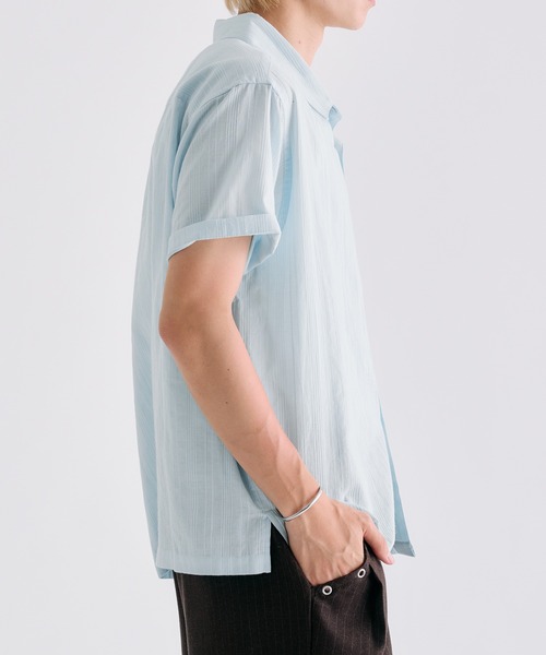 Adoon plain（アドーンプレーン）の「Sheer Random Stripe Shirt / シアーランダムストライプシャツ（シャツ/ブラウス・メンズ・オフホワイト/ブラック/ミント/ライトブルー・LARGE/MEDIUM）」の16枚目の写真