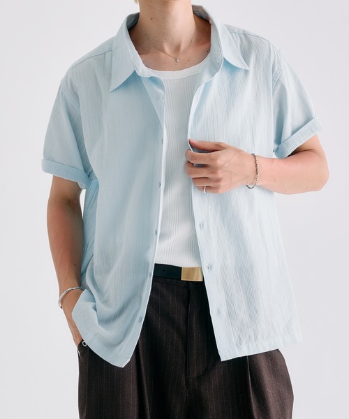Adoon plain（アドーンプレーン）の「Sheer Random Stripe Shirt / シアーランダムストライプシャツ（シャツ/ブラウス・メンズ・オフホワイト/ブラック/ミント/ライトブルー・LARGE/MEDIUM）」の17枚目の写真