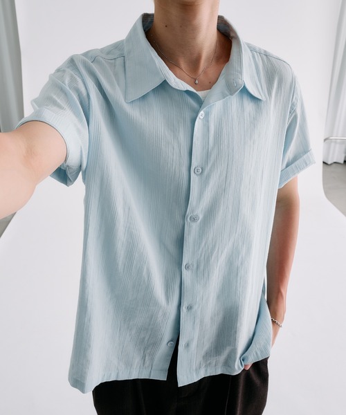 Adoon plain（アドーンプレーン）の「Sheer Random Stripe Shirt / シアーランダムストライプシャツ（シャツ/ブラウス・メンズ・オフホワイト/ブラック/ミント/ライトブルー・LARGE/MEDIUM）」の22枚目の写真