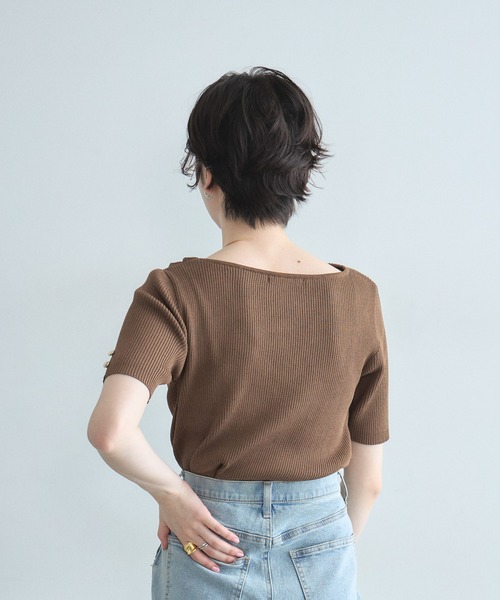 &. NOSTALGIA(アンドドットノスタルジア)の「ドレープリブトップス(Tシャツ/カットソー・レディース・オフホワイト/ネイビー/ブラウン・M)」の19枚目の写真
