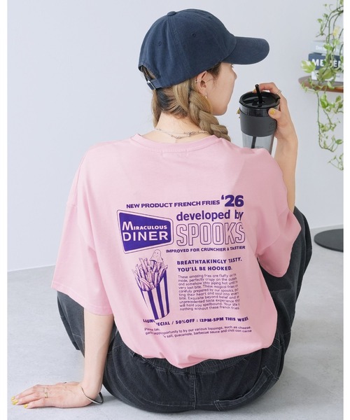reca(レカ)の「ポテトお化け刺繍&プリントロゴTシャツ(Tシャツ/カットソー・レディース・ブラック/ライトピンク/チョコ・FREE)」の3枚目の写真