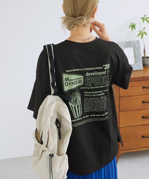 reca(レカ)の「ポテトお化け刺繍&プリントロゴTシャツ(Tシャツ/カットソー・レディース・ブラック/ライトピンク/チョコ・FREE)」の4枚目の写真