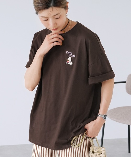 reca(レカ)の「ポテトお化け刺繍&プリントロゴTシャツ(Tシャツ/カットソー・レディース・ブラック/ライトピンク/チョコ・FREE)」の11枚目の写真