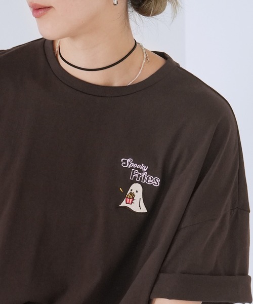 reca(レカ)の「ポテトお化け刺繍&プリントロゴTシャツ(Tシャツ/カットソー・レディース・ブラック/ライトピンク/チョコ・FREE)」の12枚目の写真