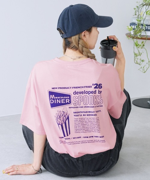 reca(レカ)の「ポテトお化け刺繍&プリントロゴTシャツ(Tシャツ/カットソー・レディース・ブラック/ライトピンク/チョコ・FREE)」の14枚目の写真