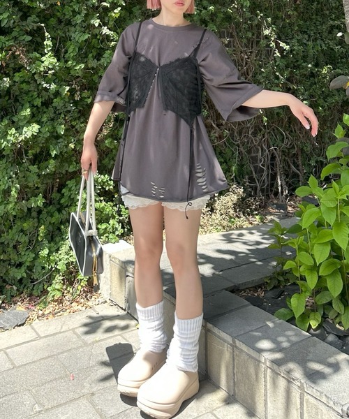 Alley Tokyo(アリートーキョー)の「ダメージいっぱいのBIG T(Tシャツ/カットソー・レディース・グレー/ブラウン/オフホワイト・FREE)」の22枚目の写真