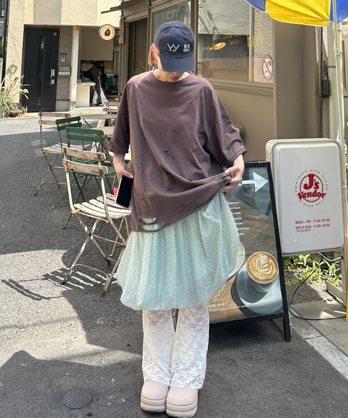 Alley Tokyo(アリートーキョー)の「ダメージいっぱいのBIG T(Tシャツ/カットソー・レディース・グレー/ブラウン/オフホワイト・FREE)」の5枚目の写真