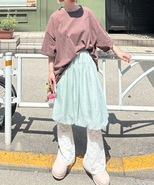 Alley Tokyo(アリートーキョー)の「ダメージいっぱいのBIG T(Tシャツ/カットソー・レディース・グレー/ブラウン/オフホワイト・FREE)」の8枚目の写真