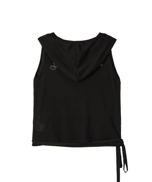 ERER(エルエル)の「Hotfix hooded Sleeveless knit Black(Tシャツ/カットソー・レディース・ブラック・F)」の8枚目の写真
