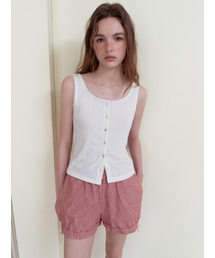 Lace-Trim Button Sleeveless, Ivory