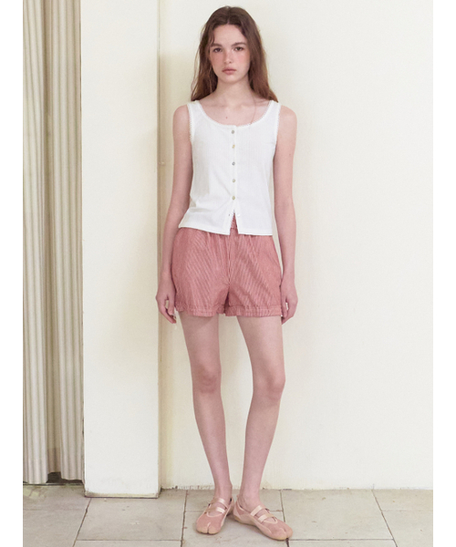 ETMON（エトモン）の「Lace-Trim Button Sleeveless, Ivory（Tシャツ/カットソー・レディース・その他・F）」の2枚目の写真