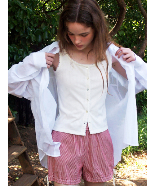 ETMON（エトモン）の「Lace-Trim Button Sleeveless, Ivory（Tシャツ/カットソー・レディース・その他・F）」の5枚目の写真