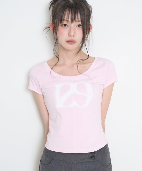 ILLIGO(イリゴ)の「129 ベーシックスリムTシャツ ピンク(Tシャツ/カットソー・レディース・その他・OS)」の1枚目の写真