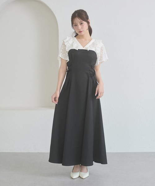 Ambre Neige（アンブルネージュ）の「raffle docking dress / ラッフルドッキングワンピース（ワンピース・レディース・チャコールグレー/ブラック/ネイビー/ベージュ/グレー/ベージュ系その他・FREE）」の12枚目の写真