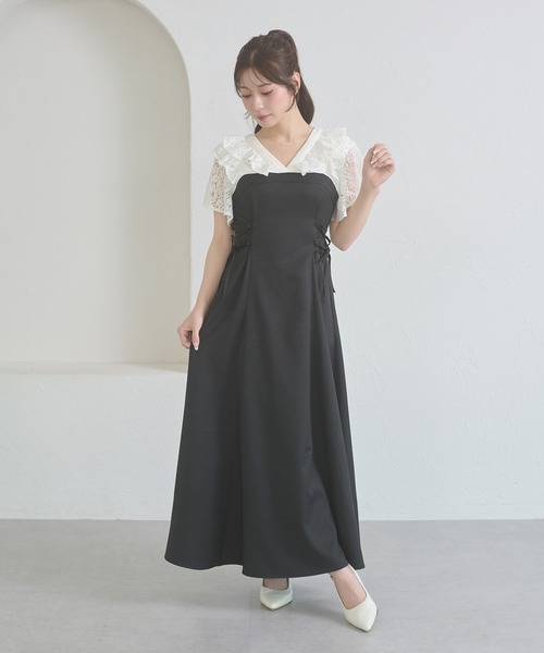 Ambre Neige（アンブルネージュ）の「raffle docking dress / ラッフルドッキングワンピース（ワンピース・レディース・チャコールグレー/ブラック/ネイビー/ベージュ/グレー/ベージュ系その他・FREE）」の11枚目の写真