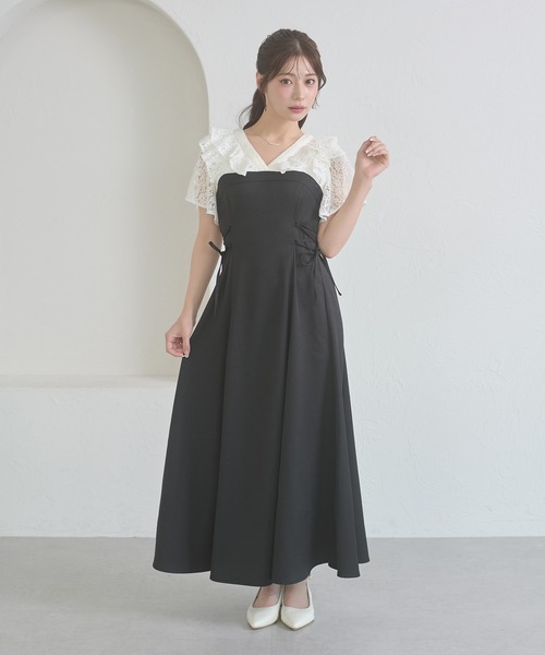 Ambre Neige（アンブルネージュ）の「raffle docking dress / ラッフルドッキングワンピース（ワンピース・レディース・チャコールグレー/ブラック/ネイビー/ベージュ/グレー/ベージュ系その他・FREE）」の10枚目の写真