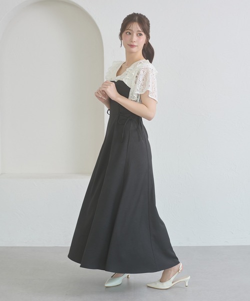 Ambre Neige（アンブルネージュ）の「raffle docking dress / ラッフルドッキングワンピース（ワンピース・レディース・チャコールグレー/ブラック/ネイビー/ベージュ/グレー/ベージュ系その他・FREE）」の8枚目の写真