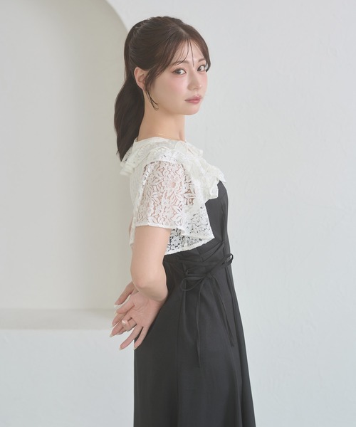 Ambre Neige（アンブルネージュ）の「raffle docking dress / ラッフルドッキングワンピース（ワンピース・レディース・チャコールグレー/ブラック/ネイビー/ベージュ/グレー/ベージュ系その他・FREE）」の14枚目の写真