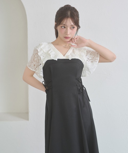 Ambre Neige（アンブルネージュ）の「raffle docking dress / ラッフルドッキングワンピース（ワンピース・レディース・チャコールグレー/ブラック/ネイビー/ベージュ/グレー/ベージュ系その他・FREE）」の17枚目の写真