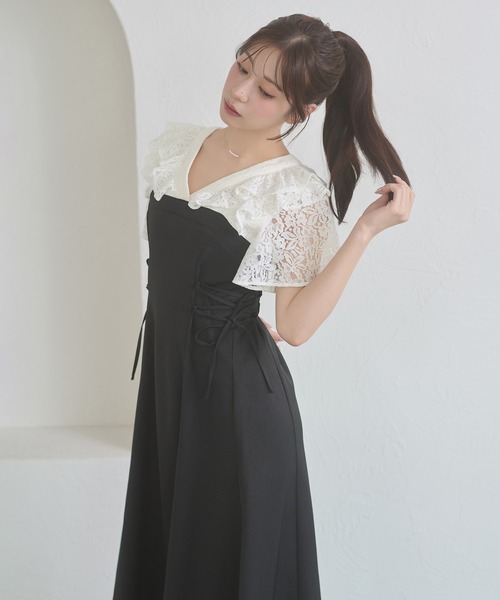 Ambre Neige（アンブルネージュ）の「raffle docking dress / ラッフルドッキングワンピース（ワンピース・レディース・チャコールグレー/ブラック/ネイビー/ベージュ/グレー/ベージュ系その他・FREE）」の15枚目の写真