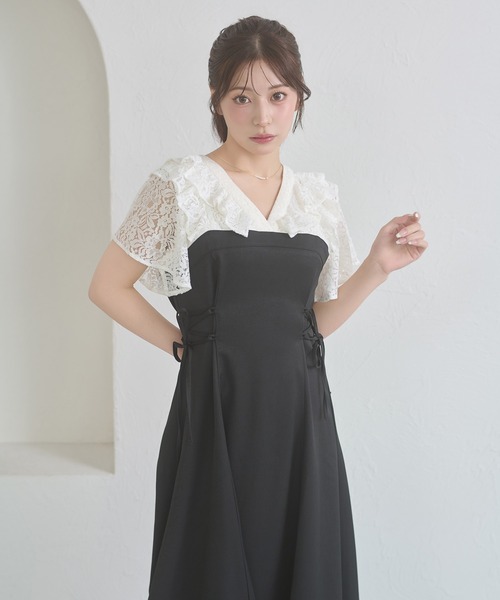 Ambre Neige（アンブルネージュ）の「raffle docking dress / ラッフルドッキングワンピース（ワンピース・レディース・チャコールグレー/ブラック/ネイビー/ベージュ/グレー/ベージュ系その他・FREE）」の18枚目の写真