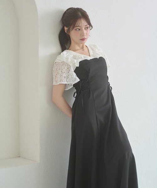 Ambre Neige（アンブルネージュ）の「raffle docking dress / ラッフルドッキングワンピース（ワンピース・レディース・チャコールグレー/ブラック/ネイビー/ベージュ/グレー/ベージュ系その他・FREE）」の16枚目の写真