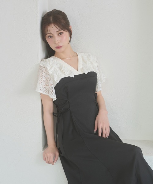 Ambre Neige（アンブルネージュ）の「raffle docking dress / ラッフルドッキングワンピース（ワンピース・レディース・チャコールグレー/ブラック/ネイビー/ベージュ/グレー/ベージュ系その他・FREE）」の21枚目の写真