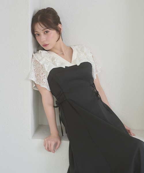 Ambre Neige（アンブルネージュ）の「raffle docking dress / ラッフルドッキングワンピース（ワンピース・レディース・チャコールグレー/ブラック/ネイビー/ベージュ/グレー/ベージュ系その他・FREE）」の20枚目の写真