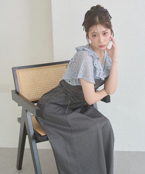 Ambre Neige（アンブルネージュ）の「raffle docking dress / ラッフルドッキングワンピース（ワンピース・レディース・チャコールグレー/ブラック/ネイビー/ベージュ/グレー/ベージュ系その他・FREE）」の22枚目の写真