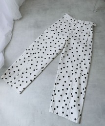 ドットデニムカーブワイドパンツ ベルト付き