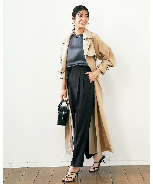 DoCLASSE( ドゥクラッセ)の「ストレッチツイル・タックテーパード/65cm(その他パンツ・レディース・オフホワイト/ブラック/モカ・11/13/7/9)」の9枚目の写真