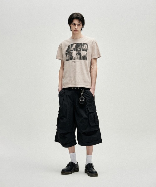 NOT4NERD(ノットフォーナード)の「NOT4NERD/ノットフォーナード/Knee Tuck Parachute Cargo Bermuda Shorts(カーゴパンツ・メンズ・ライトカーキ/ブラック・L/M)」の1枚目の写真