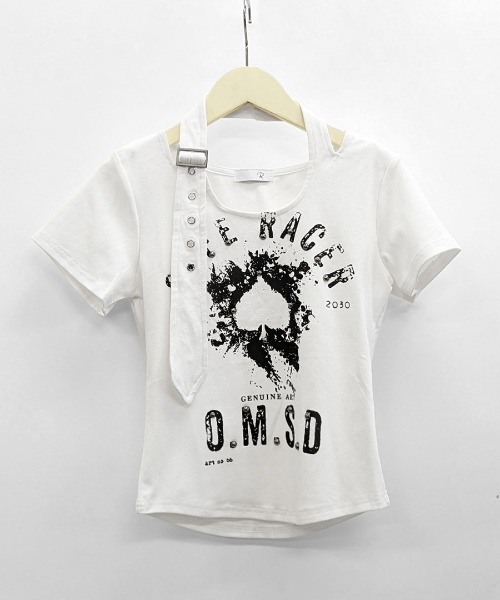 Riff（リフ）の「ベルトデザインプリントTシャツ（Tシャツ/カットソー・レディース・ホワイト/ブラック・FREE）」の10枚目の写真