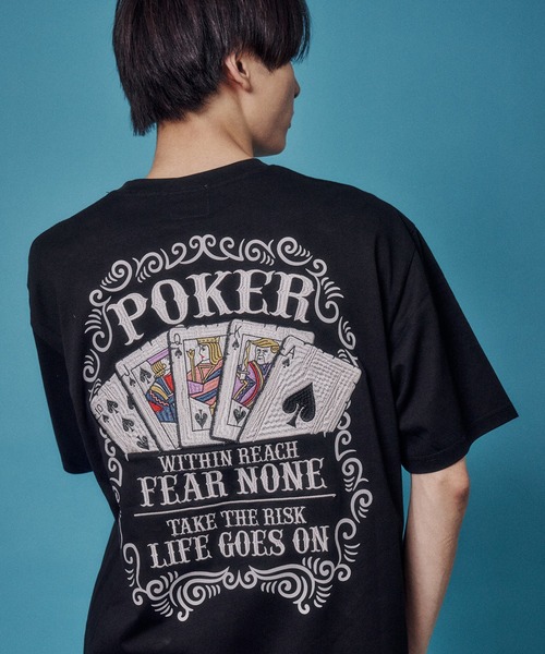 JACKROSE(ジャックローズ)の「BAKUCHI ポーカー TEE(Tシャツ/カットソー・メンズ・ブラック/ホワイト・M/XL/L)」の2枚目の写真