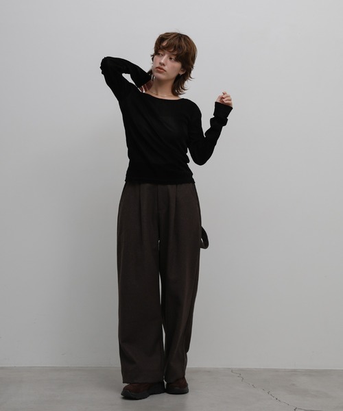 select MOCA(セレクトモカ)の「シアーベロアロンT(Tシャツ/カットソー・レディース・アイボリー/ブラウン/チャコールグレー/ブラック・FREE)」の14枚目の写真