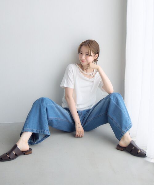 RETRO GIRL（レトロガール）の「ネックリボン半袖カットソー（Tシャツ/カットソー・レディース・オフホワイト/ライトグレー/ブラック・FREE）」の9枚目の写真