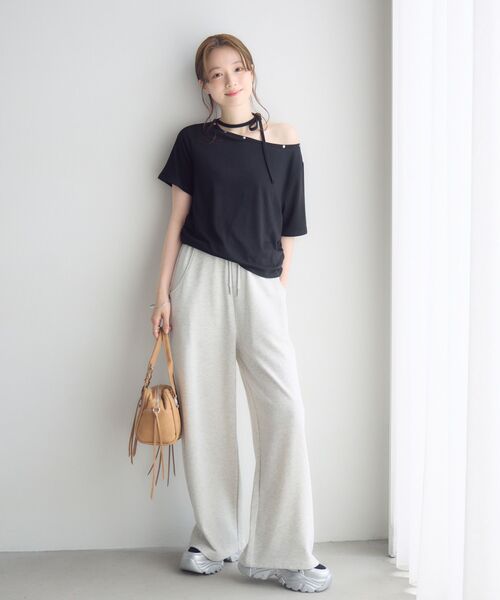 RETRO GIRL（レトロガール）の「ネックリボン半袖カットソー（Tシャツ/カットソー・レディース・オフホワイト/ライトグレー/ブラック・FREE）」の16枚目の写真