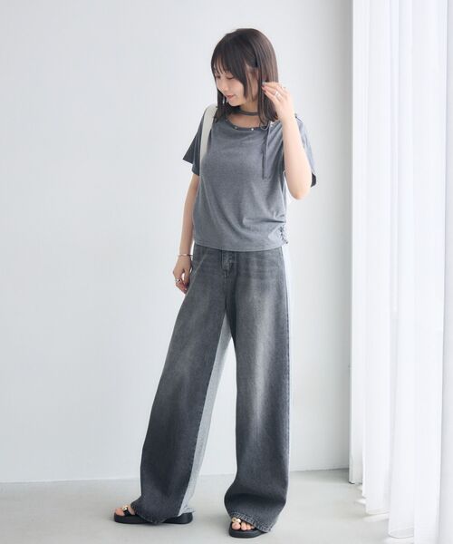RETRO GIRL（レトロガール）の「ネックリボン半袖カットソー（Tシャツ/カットソー・レディース・オフホワイト/ライトグレー/ブラック・FREE）」の22枚目の写真
