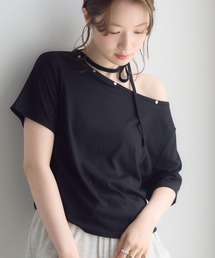 ネックリボン半袖カットソー
