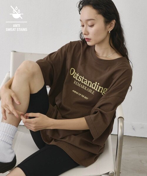 COLONY 2139(コロニートゥーワンスリーナイン)の「【汗じみ防止】アソートロゴプリントTシャツ(Tシャツ/カットソー・レディース・ホワイト/グレー/ブラウン・FREE)」の3枚目の写真