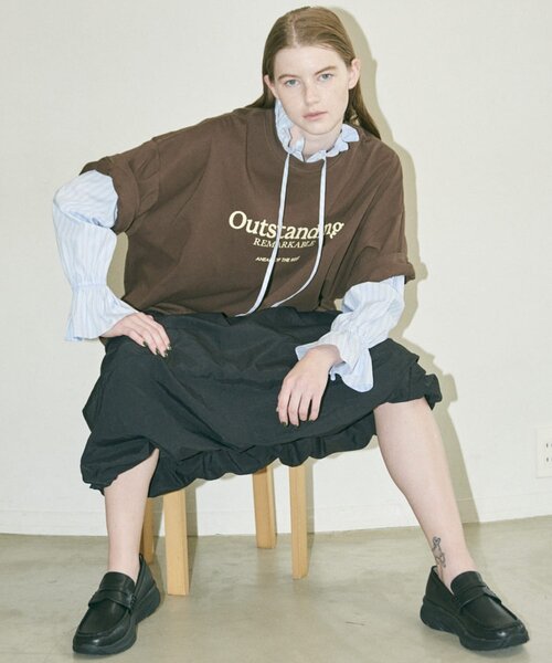 COLONY 2139(コロニートゥーワンスリーナイン)の「【汗じみ防止】アソートロゴプリントTシャツ(Tシャツ/カットソー・レディース・ホワイト/グレー/ブラウン・FREE)」の4枚目の写真