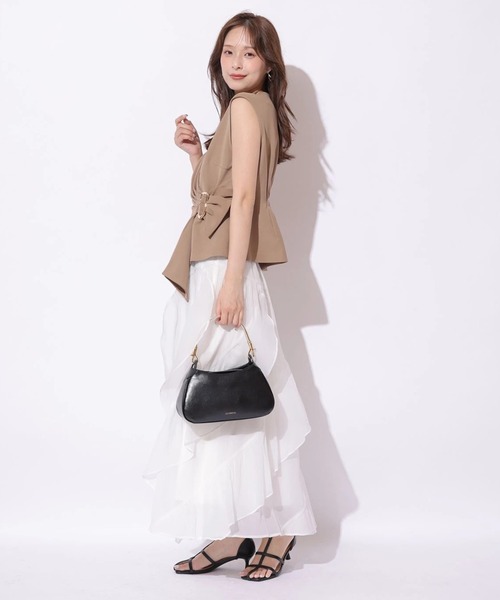 Mystrada(マイストラーダ)の「切り替えラッフルスカート(スカート・レディース・オフホワイト/ドット/ブルーグレー・38/36/34)」の6枚目の写真