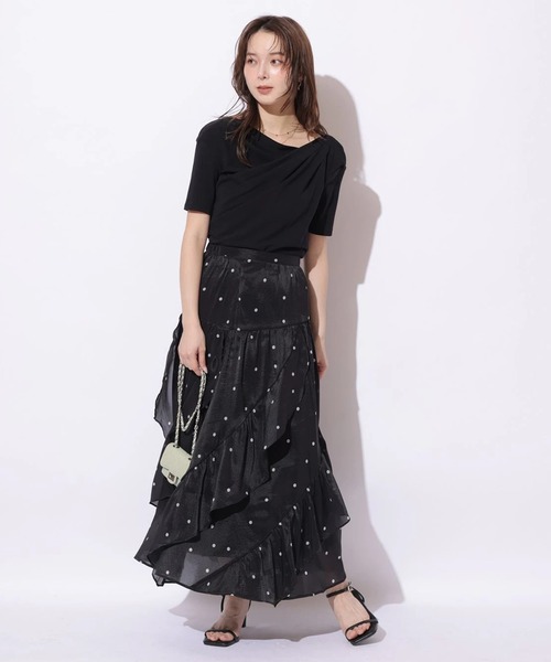 Mystrada(マイストラーダ)の「切り替えラッフルスカート(スカート・レディース・オフホワイト/ドット/ブルーグレー・38/36/34)」の13枚目の写真