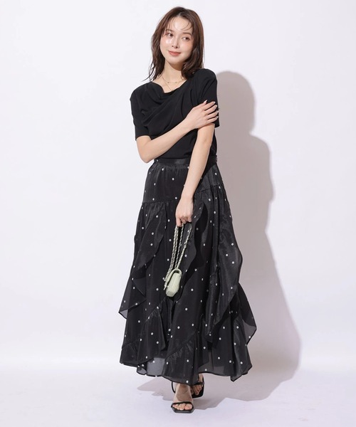 Mystrada(マイストラーダ)の「切り替えラッフルスカート(スカート・レディース・オフホワイト/ドット/ブルーグレー・38/36/34)」の15枚目の写真