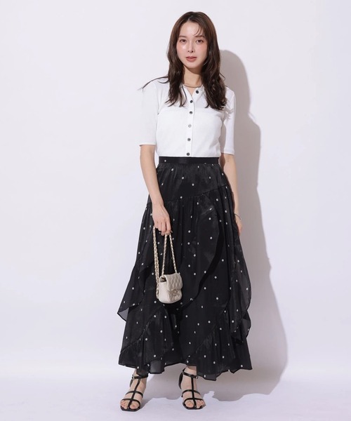 Mystrada(マイストラーダ)の「切り替えラッフルスカート(スカート・レディース・オフホワイト/ドット/ブルーグレー・38/36/34)」の16枚目の写真