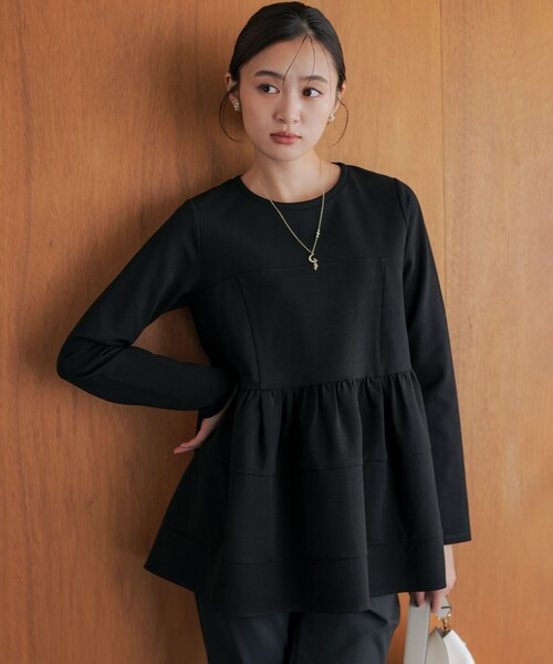 組曲 S(クミキョク チイサイサイズ)の「ソフトダンボール ビスチェ風カットソー(Tシャツ/カットソー・レディース・ホワイト系/ブラック系・S2)」の4枚目の写真