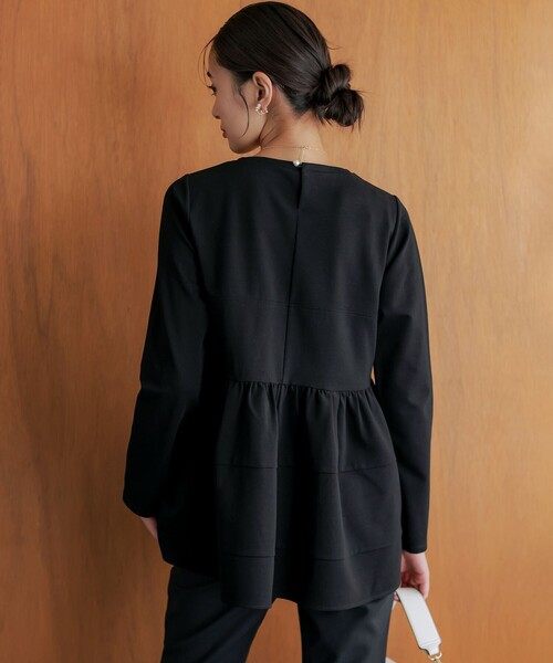 組曲 S(クミキョク チイサイサイズ)の「ソフトダンボール ビスチェ風カットソー(Tシャツ/カットソー・レディース・ホワイト系/ブラック系・S2)」の5枚目の写真