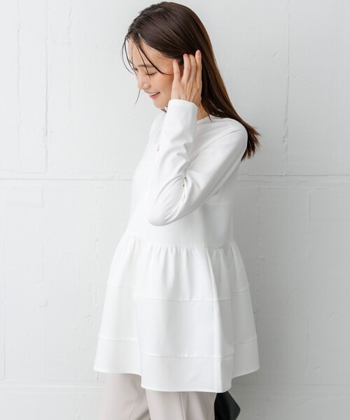 組曲 S(クミキョク チイサイサイズ)の「ソフトダンボール ビスチェ風カットソー(Tシャツ/カットソー・レディース・ホワイト系/ブラック系・S2)」の11枚目の写真